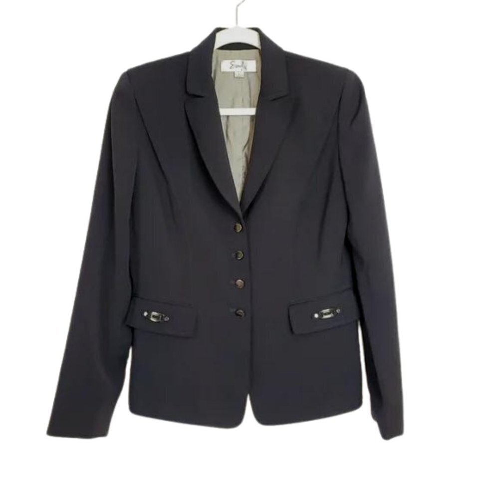 Emily Navy Blue Button Front Blazer